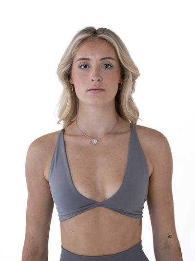 Essential Twist Bra - Storm Front Grey