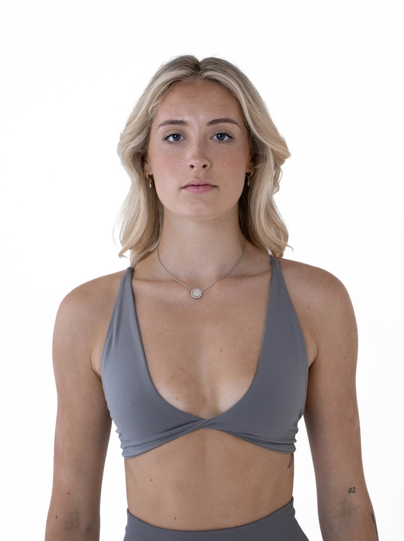 Essential Twist Bra - Storm Front Grey